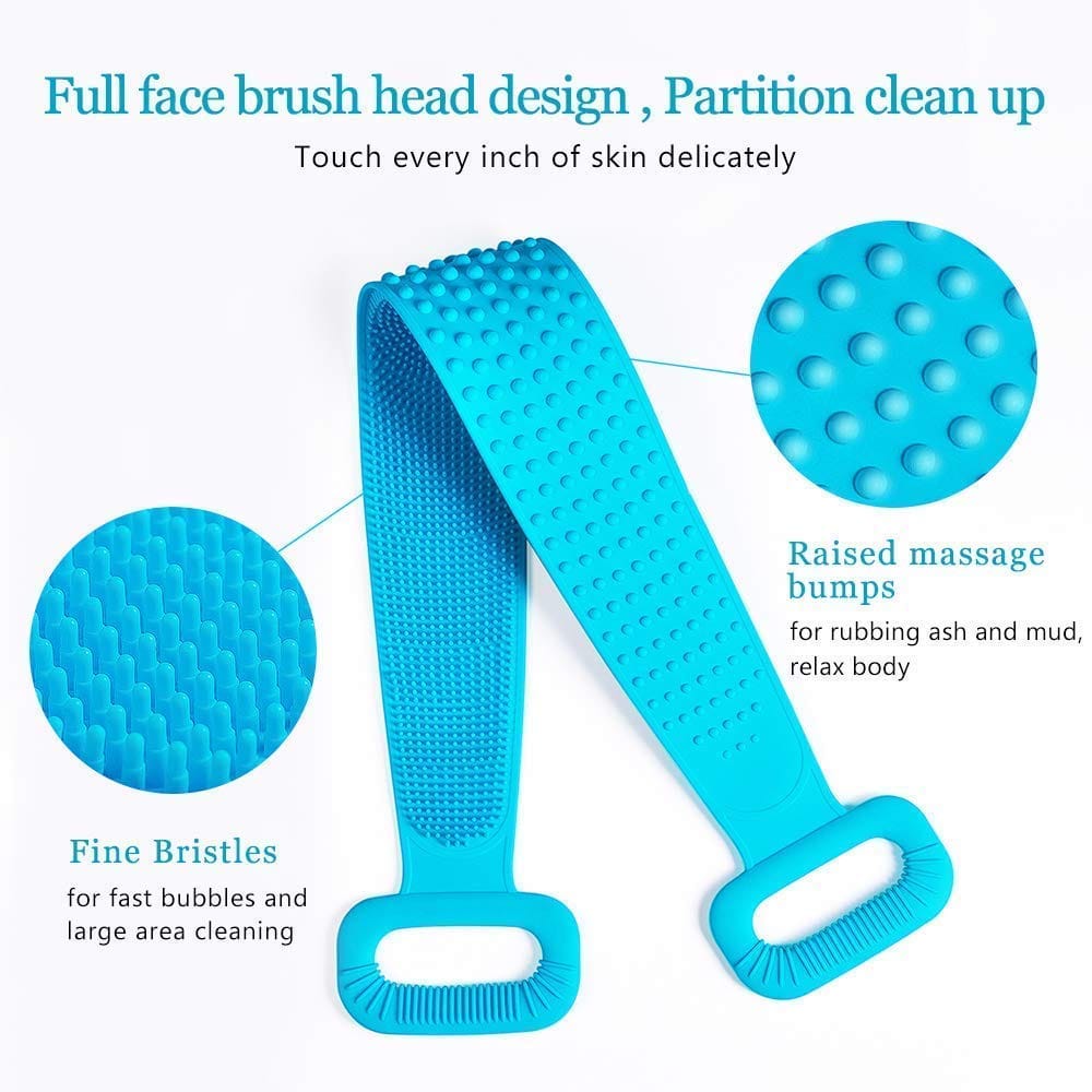 Trendzie Care Silicone Body Back Scrubber Bath Belt Double Side Brush (Multicolors)