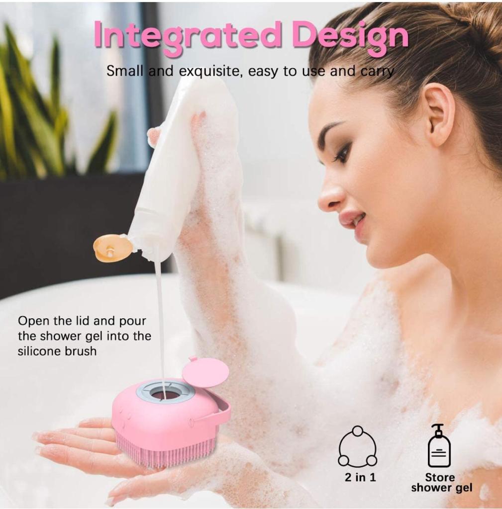 Trendzie Care Silicone Bath Body Brush Shower Scrubber with Dispenser for Men, & Women (Multicolors)