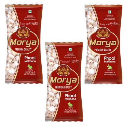 Makhanawala’s Morya Phool Makhana/Foxnuts/Water Lily Pops | Healthy Diet Immunity Booster Snacks | Gluten Free Plain Makhana. Pack of 3, 100 g Each.