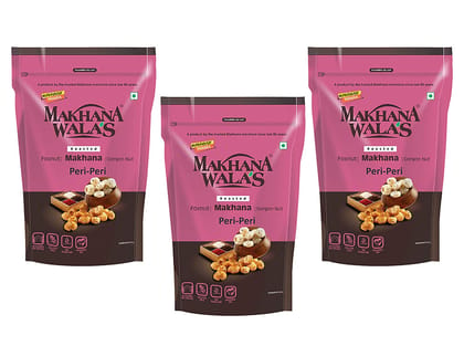Makhanawala’s Makhana Puff | Peri Peri | Gluten Free Vegan Healthy Snacks | Rich in Protein & Calcium | Pack of 3, 60 g Each Peri Peri