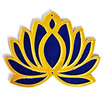 3 Different Sizes Blue Velvet & Golden Acrylic Lotus Set of 18  | MDF Cutout Design for Diwali | Dussehra | Rangoli | Pooja | Festival Gift | Wedding Decorations- 3 Inches
