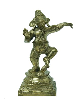 POOMPUHAR Handmade Bronze Dancing Ganesha (5 cm x 4 cm x 10 cm, Gold)