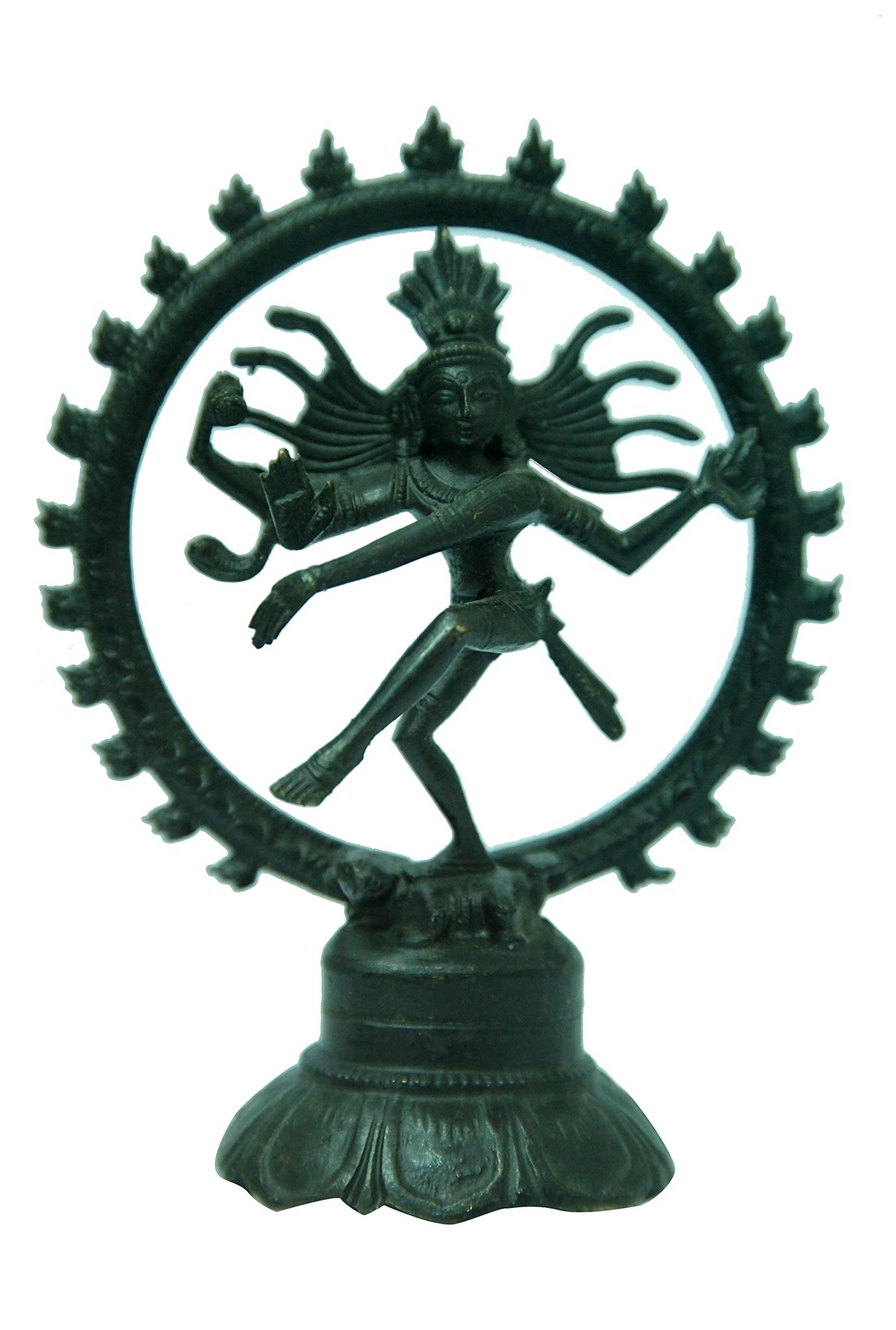 POOMPUHAR Handmade Brass Oxidised Natarajar (10 cm x 5 cm x 15 cm, Black)