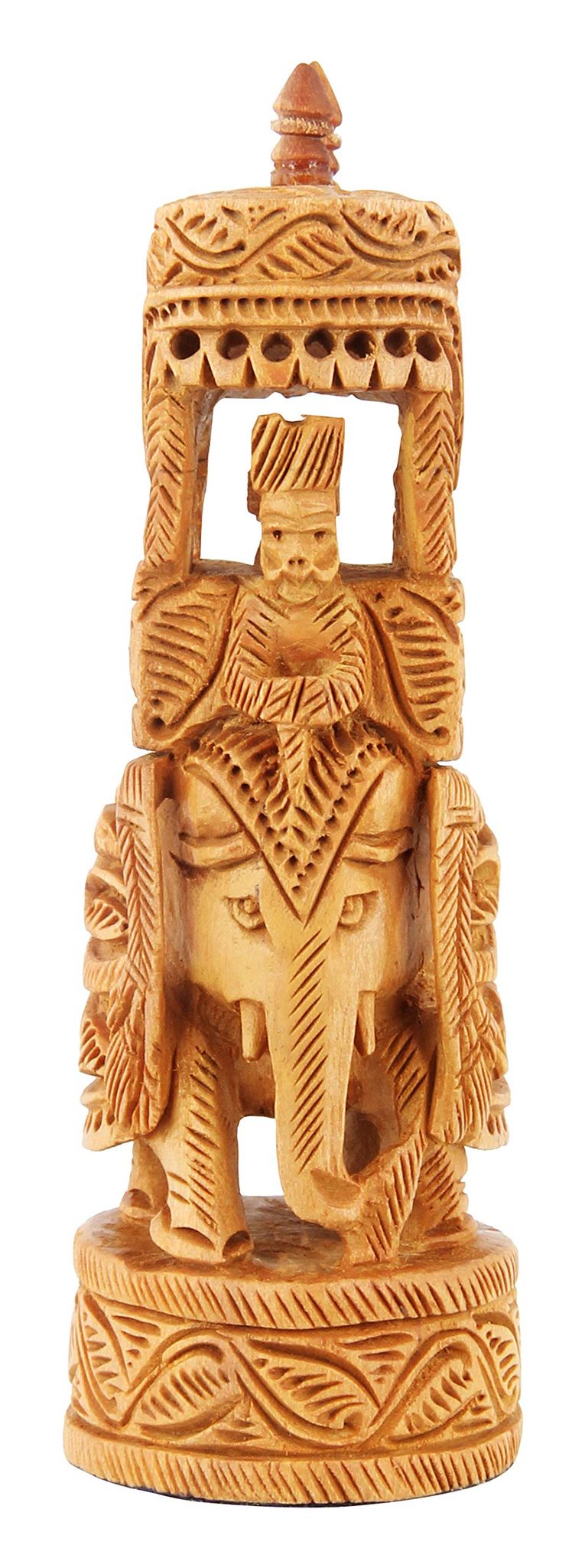 Poompuhar Sandal Wood Ambari Elephant Figurine (3 cm x 3 cm x 6 cm, Brown)