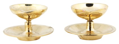 Poompuhar Brass Paladai Oil Lamp Pair (6 cm x 3 cm x 6 cm, Yellow, Set of 2)