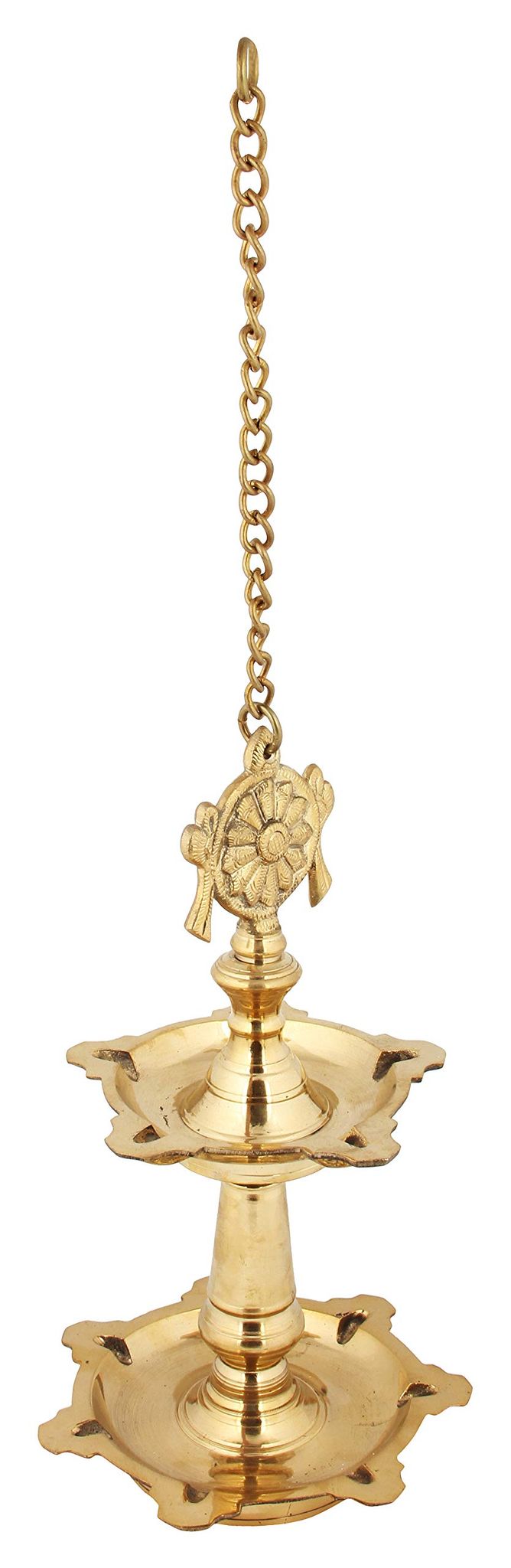 Poompuhar Brass Annam Hanging Lamp (15 cm x 15 cm x 24 cm, Yellow)