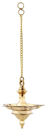 Poompuhar Brass Plain Hanging Lamp (15 cm x 3 cm x 9 cm, Yellow)