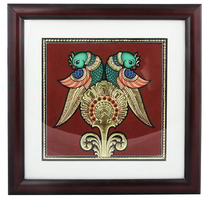 Poompuhar Double Parrot Gold Foil Work Tanjore Painting (THDC_098, Multicolour, 10 inch x 0.5 inch x 10 inch) Poompuhar Double Parrot Gold Foil Work Tanjore Painting (THDC_098, Multicolour, 10 inch x 0.5 inch x 10 inch)