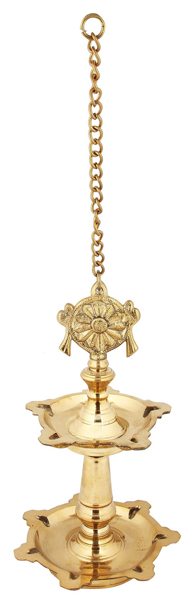 Poompuhar Metal Changu & Chakaram Hanging Lamps, 36 cm x 3 cm x 15 cm, Yellow, 1 Piece