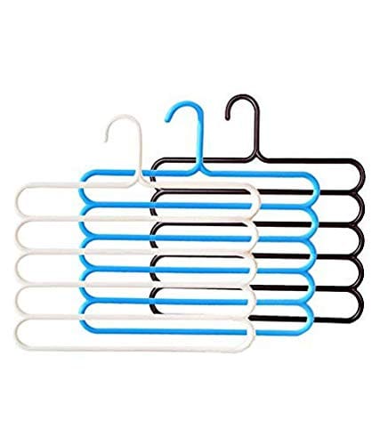 SNR 5 Layer Pants Scarf Hangers for Wardrobe Pack of 3 (Multi)