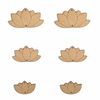 Engraved Mdf Cutout Of  Lotus Set of 6 | Pre Engraved Pichwai Lotus MDF Cutout Base in 3 Sizes Design for DIY Craft | Diwali | Dussehra | Rangoli | Pooja | Festival Gift | Wedding Decoration- 3 Inches