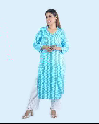 Sea Blue Leheriya Kurta