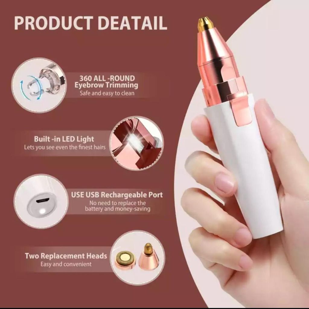 Trendzie Care 2 in 1 Electric Eyebrow Trimmer I Painless Eye Brow Epilator For Women I Portable Facial Hair Removal Shaver
