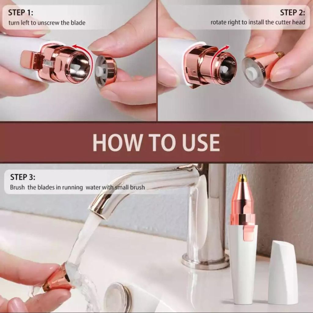 Trendzie Care 2 in 1 Electric Eyebrow Trimmer I Painless Eye Brow Epilator For Women I Portable Facial Hair Removal Shaver