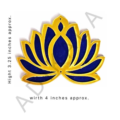 Blue Velvet & Golden Acrylic Lotus  | MDF Cutout Design for Diwali | Dussehra | Rangoli | Pooja | Festival Gift | Wedding Decorations- 4 Inches