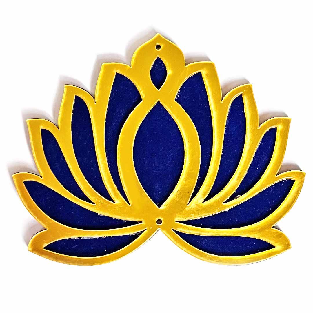 Blue Velvet & Golden Acrylic Lotus  | MDF Cutout Design for Diwali | Dussehra | Rangoli | Pooja | Festival Gift | Wedding Decorations- 5 Inches