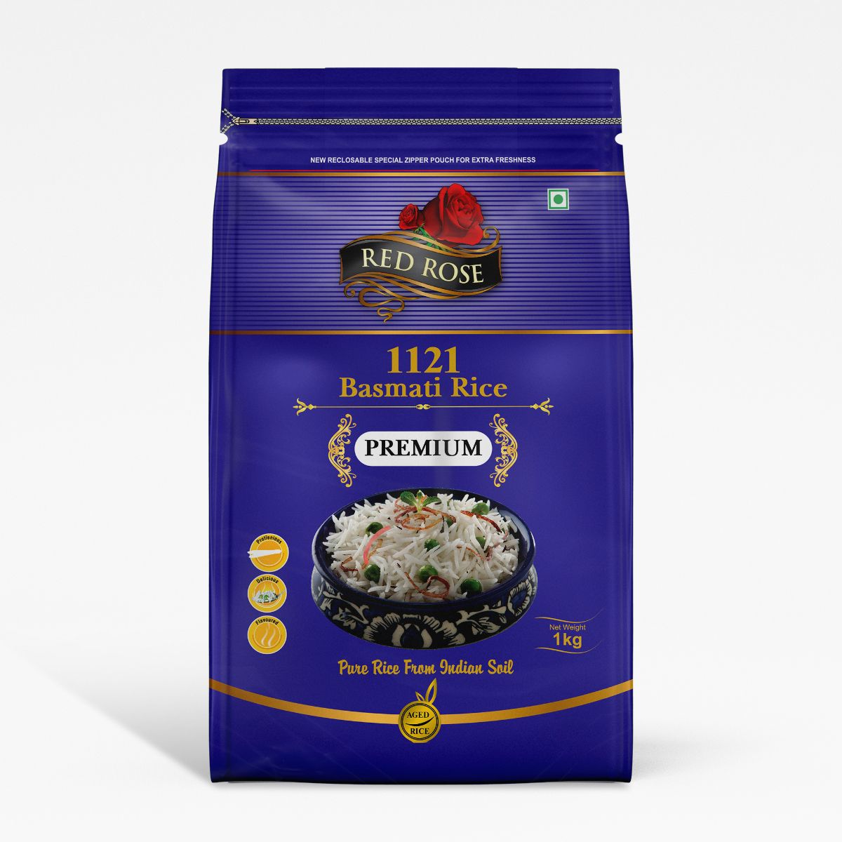 Red Rose Premium Basmati Rice, Aged Long Grains, Aromatic, 1 KG