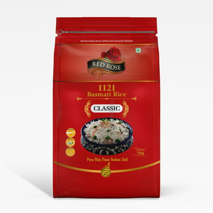 Red Rose Classic Basmati Rice, Long and Slender Grains, Aged rice, 1 KG