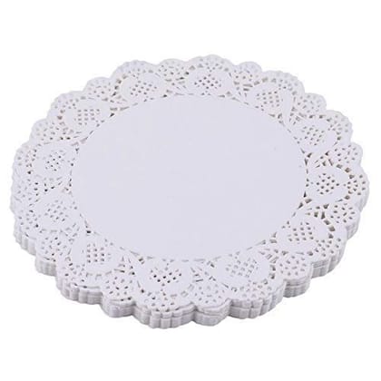 Sakoraware Paper Lace Doilies (Pack of 200pcs, 5.5 inch Each) Vintage Coasters Placemats Craft Table Cake Decoration Liner for Wedding Birthdays Parties Table Mats Disposables, White, Round