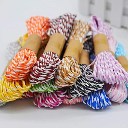 Smizzy Twisted Paper Raffia Craft Favor Gift Wrapping Twine Rope Thread Scrapbooks Invitation Flower Decoration Gifts, DIY, School Projects and Decoration - Pack of 12.