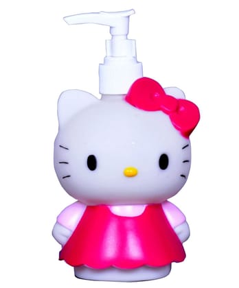 Sakoraware Kitty Cartoon Character Shaped Plastic Liquid Dispenser Holder with Locking System Soap Shower Gel Handwash Shampoo Lotion for Kids (300 ml), 1 pc Brown