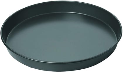 sakoraware Non-Stick Hard Anodised Carbon Steel Teflon Coated 2 mm Cake Tin Mould Set Bakeware Oven Tray Pizza Pan with 1.5 Inch Height, 9 Inch/22 cm Diameter, 1 pc, Black