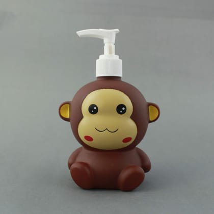 Sakoraware Monkey Cartoon Character Shaped Plastic Liquid Dispenser Holder with Locking System Soap Shower Gel Hand wash Shampoo for Kids (300 ml), | shampoo dispenser for bathroom | Brown, Random Shapes