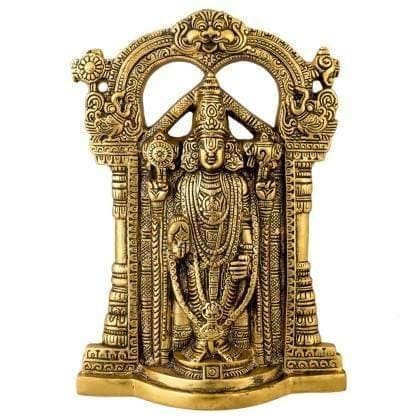 Smizzy Metal Wall Hanging God Tirupati Balaji,Sri Venkateswara Idol, venkateshwara Swamy Idol, Spiritual Home D�cor, Gifts Statue for Pooja Gift Living Room Mandir Decor Gold Color,1Pc