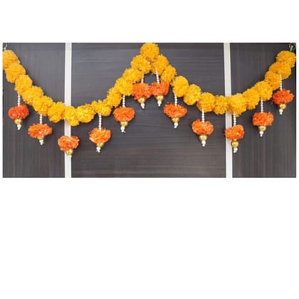 Kalakriti Flowers Marigold torans for Entrance Door Toran bandarwal for Home Door Main Door Home Decoration Items, 1pc, Yellow