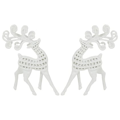 Smizzy White Glitter Shiny ReinDeer deer christmas hanging (Pack of 2, Big 6 inch each) with String for Hanging, Christmas Tree Ornaments for Decoration at Home | Christmas Decoration items | Home decoration item | Christmas tree decoration