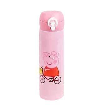 sakoraware ThermoSteel Cartoon Character Pig Theme Sipper Round Shape Water Bottle for Kids/Flask/Insulated Bottle for School/Park/Office, 300 ML, Random Color, 1 pc
