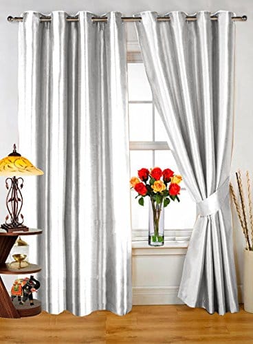 Dekor World Plain Eyelet Curtain Combo - Set of 2 (Long Door: 4x9 Feet, White)