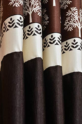 Premium Tree Patch Design Door Curtain and Parda Screen - Colour Coffee