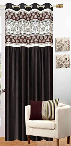 Premium Tree Patch Design Door Curtain and Parda Screen - Colour Coffee