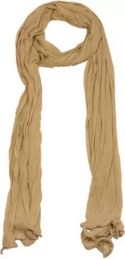 Cotton Blend Solid Beige, Women Dupatta Gold