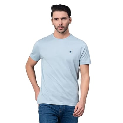 Round Neck Men's T-Shirt | Casual Cotton T-Shirt | Half Sleeves Graphic Print Cotton T-Shirt-Sky Blue