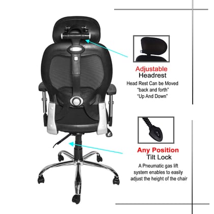 Comfort Solid High Back Master Chair wIth Head Rest and Chrome Base