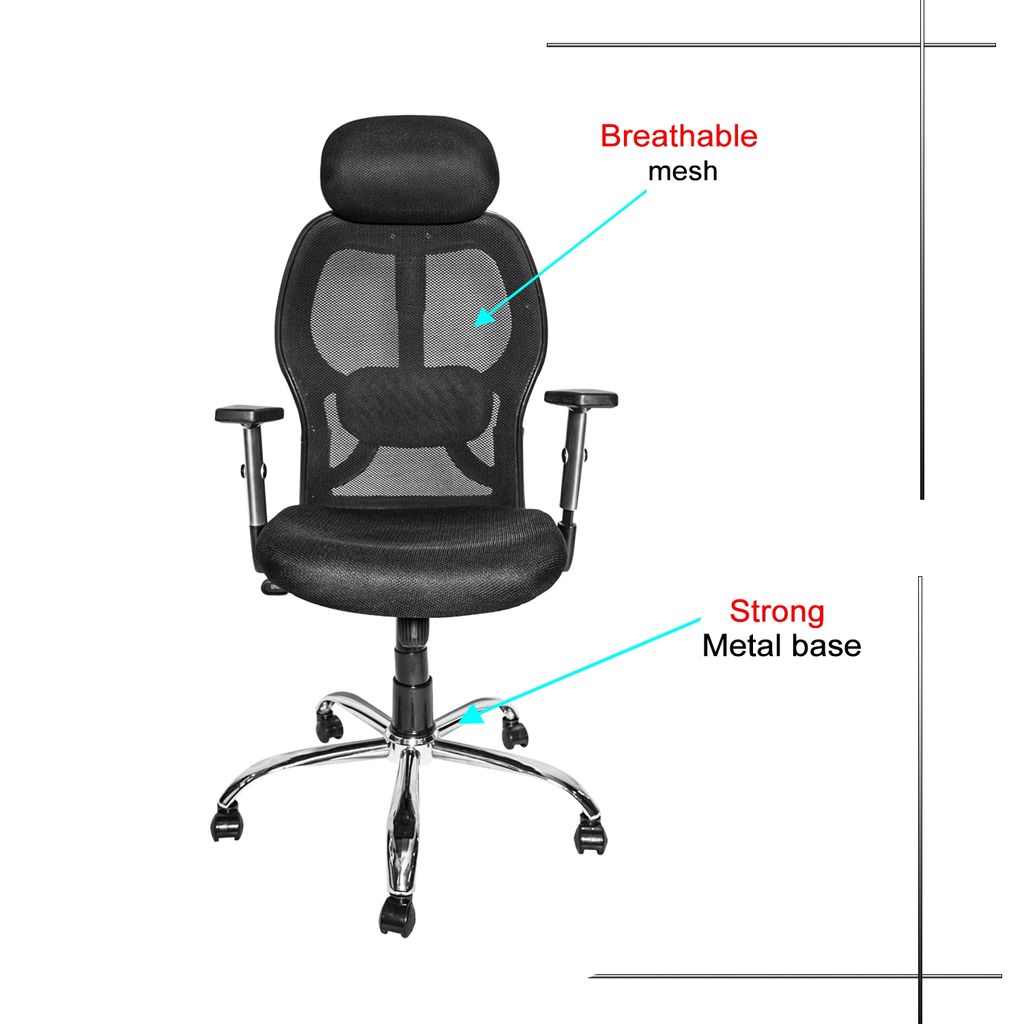 Comfort Solid High Back Master Chair wIth Head Rest and Chrome Base