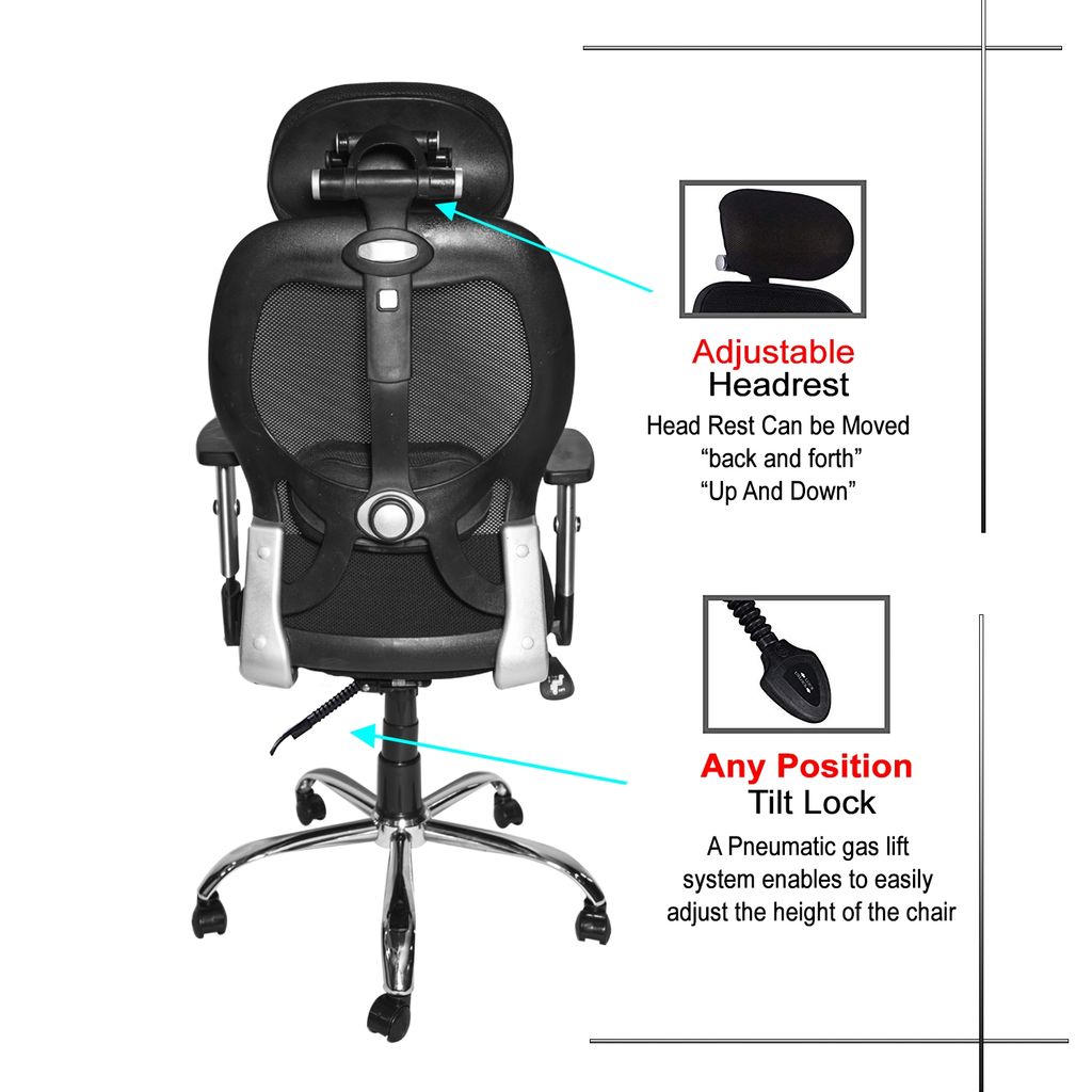 Comfort Solid High Back Master Chair wIth Head Rest and Chrome Base