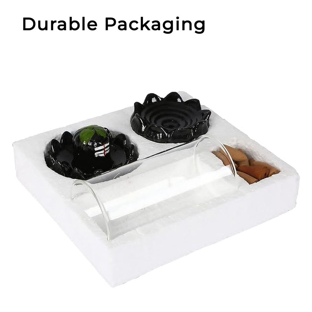 ZURU BUNCH Fountain Shivling Smoke Fountain, Adiyogi Tilak Shivling Glass Smoke Waterfall Fountain Idol | Shivling Incense Burner Fountain (free 10 Incense cones)