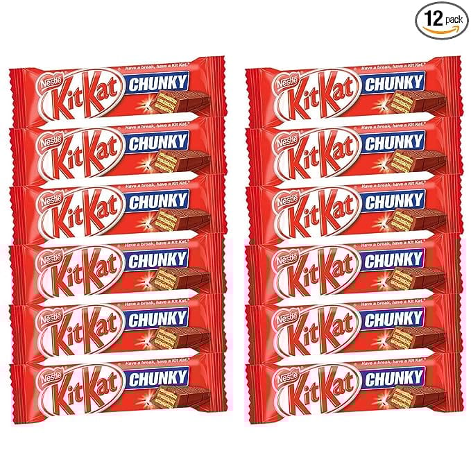 Kitkat Nestle Chunky Milk Chocolate, Pack of 12, 480 g