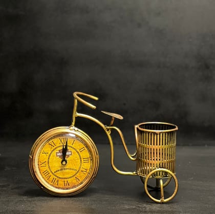 ANTIQUE DECORATIVE METAL BICYCLE PEN HOLDER WITH CLOCK SHOWPIECES  HOME DECOR/ RESTAURANT DECOR/ OFFICE DECOR/ TABLE DECOR/DRAWING ROOM DECOR / GIFT ITEM