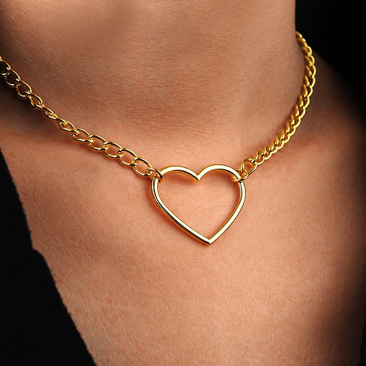 Buy Gold Stainless Steel Heart Pendant Necklace, Men's Necklace,  Dimensional Heart Pendant, Men's Jewelry, Romantic Jewelry, Woman's Necklace  Online in India - Etsy