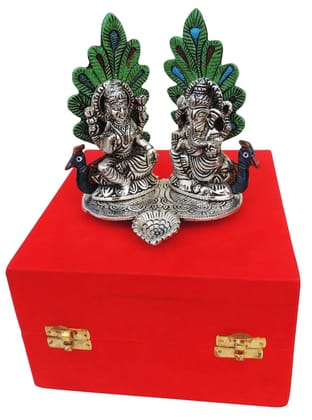 Showpiece Aluminium Lamxi Ji Sitting On Peacock - 5.5*4.2*5.8 inch (AS367 S)
