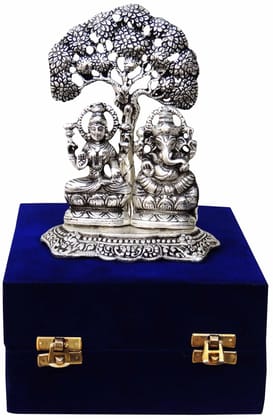 Showpiece Aluminium Laxmi Ganesh - 5.2*3.2*6.7 inch (AS089)