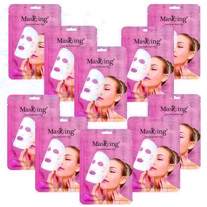 Masking Glow Facial Sheet Mask for Every Day Glowing and Brightening Skin for Women’s (Pack 10) Each 20g