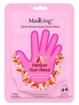 Masking Hand Hydration Gloves for Deep Moisturising, Brightening, Remove dull, dry skin, Softens nails and cuticles, Spa at Home, Hand Mask for Soft and Silky Hands 20g (pack of 1)