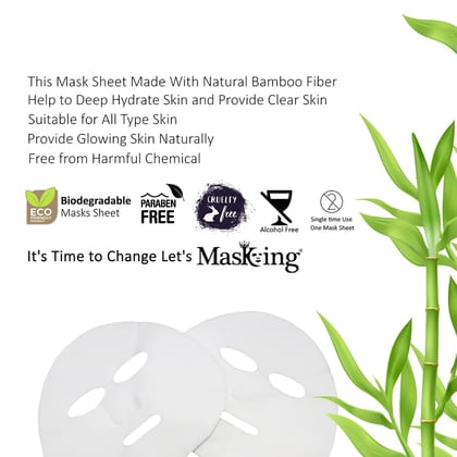MasKing Bamboo Facial Sheet Mask of Strawberry, Saffron, Algae, Watermelon & Tea Tree Ideal for Women & Men, 100ml (Combo Pack of 5)