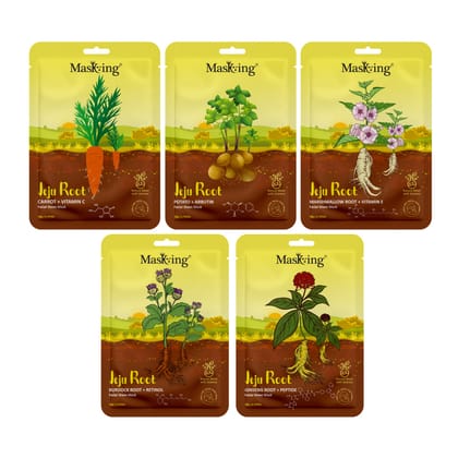 MasKing Jeju Root face sheet mask for skin Firming & Glowing, Ideal for menand women, Pack of 5