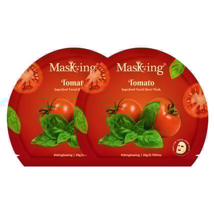 Superfood Tomato facial sheet mask for glowing Skin and Hydrating, Pack of 2